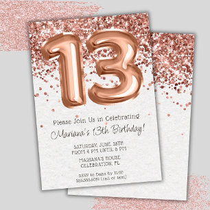Invitation à une fête d'anniversaire de 13 ans Ros