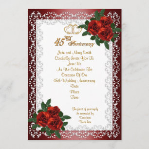Invitation à une fête d'anniversaire de 45 ans ave