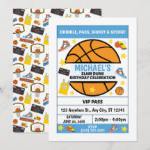 Invitation à une fête d'anniversaire de basketball