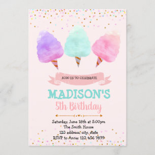 Invitation à une fête d'anniversaire de bonbons de