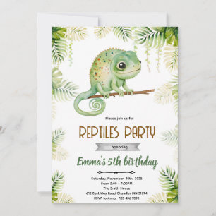 Invitation à une fête d'anniversaire de caméléon