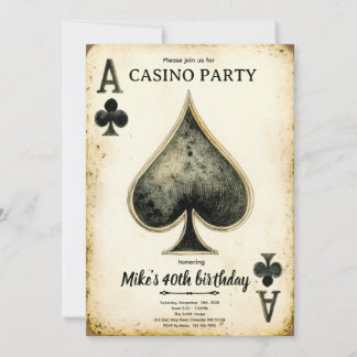 Invitation à une fête d'anniversaire de casino