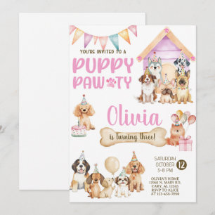 Invitation à une fête d'anniversaire de chiot fill