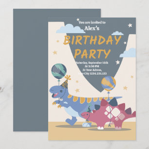 Invitation à une fête d'anniversaire de dinosaure 