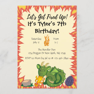 Invitation à une fête d'anniversaire de dragon