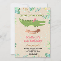 Invitation à une fête d'anniversaire de fille croc