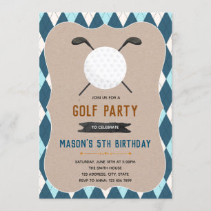 Invitation à une fête d'anniversaire de golf