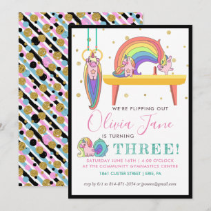 Invitation à une fête d'anniversaire de gymnastiqu