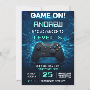 Invitation à une fête d'anniversaire de jeu vidéo