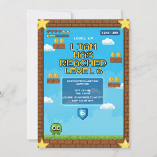 Invitation à une fête d'anniversaire de jeu vidéo 