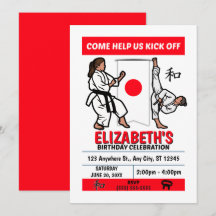 Invitation à une fête d'anniversaire de karaté (fi