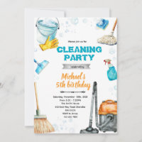 Invitation à une fête d'anniversaire de nettoyage