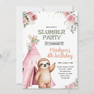 Invitation à une fête d'anniversaire de paresseux 