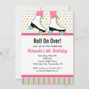 Invitation à une fête d'anniversaire de patin à ro