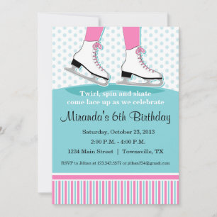 Invitation à une fête d'anniversaire de patinage s