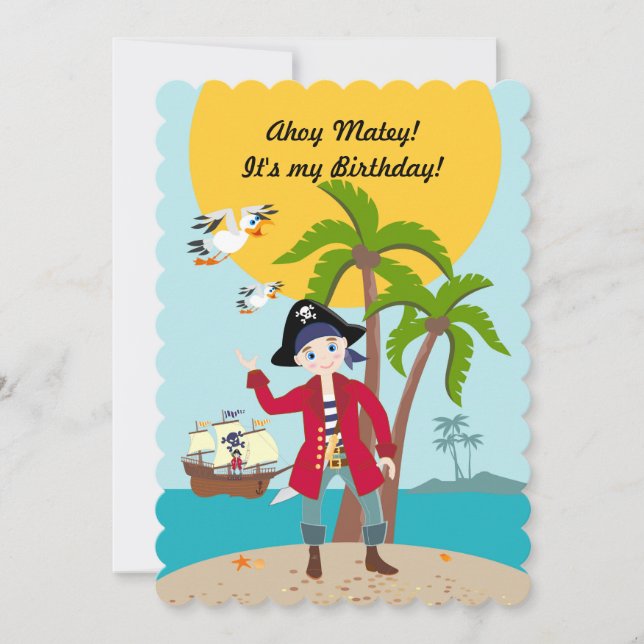 Invitation à une fête d'anniversaire de pirate et  (Devant)
