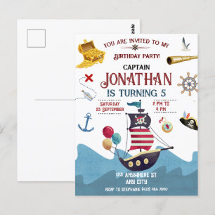 Invitation à une fête d'anniversaire de pirate pou