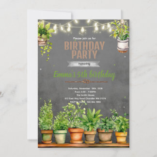 Invitation à une fête d'anniversaire de plante