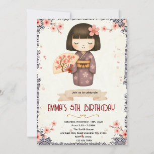 Invitation à une fête d'anniversaire de poupée Kok