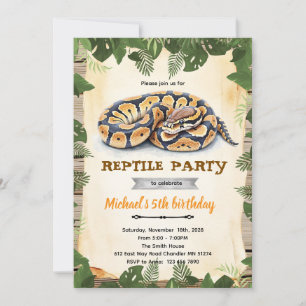 Invitation à une fête d'anniversaire de reptile py