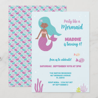 Invitation à une fête d'anniversaire de sirène noi