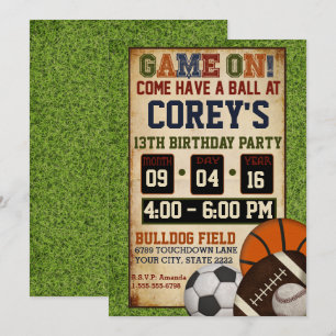 Invitation à une fête d'anniversaire de sport mixt