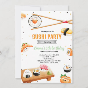 Invitation à une fête d'anniversaire de sushi pour