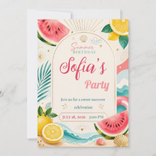 Invitation à une fête d'anniversaire d'été avec pa