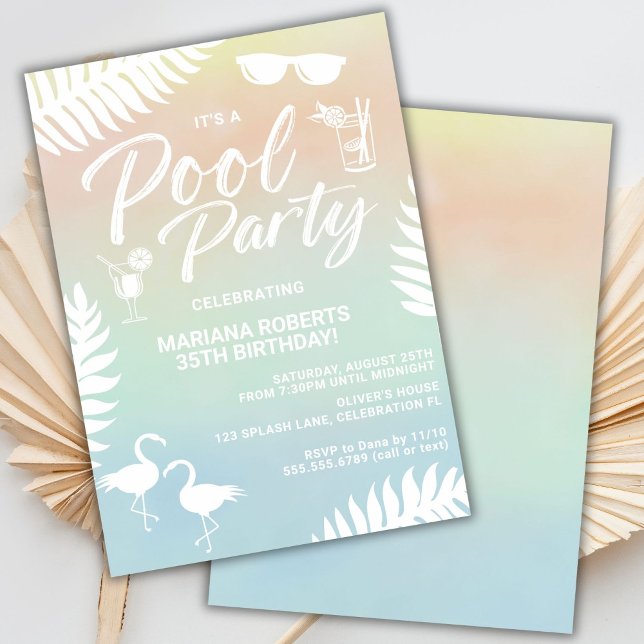 Invitation à une fête d'anniversaire d'été Pool Pa (Créateur téléchargé)