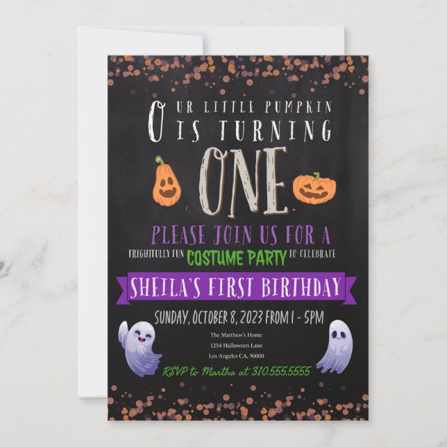 Invitation à une fête d'anniversaire en costume (Devant)