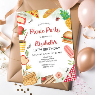 Invitation à une fête d'anniversaire en pique-niqu
