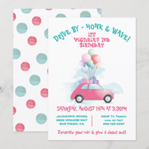 Invitation à une fête d'anniversaire en voiture