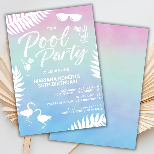 Invitation à une fête d'anniversaire estivale Pool (Créateur téléchargé)
