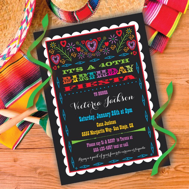 Invitation à une fête d'anniversaire Fiesta mexica (Créateur téléchargé)
