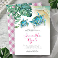 Invitation à une fête d'anniversaire Fille Tortue 