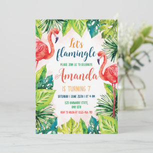 Invitation à une fête d'anniversaire Flamant Rose 