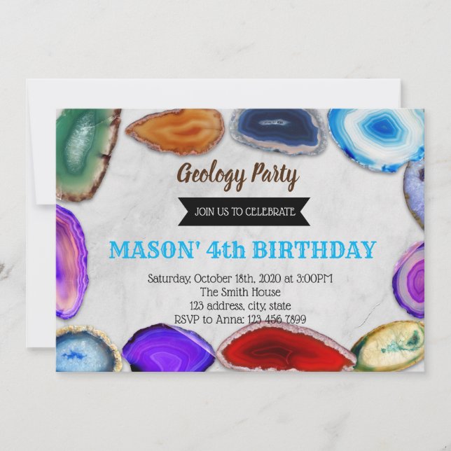 Invitation à une fête d'anniversaire géologique (Devant)
