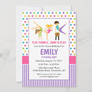 Invitation à une fête d'anniversaire gymnastique