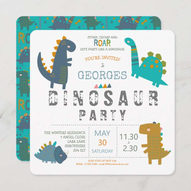 Invitation à une fête d'anniversaire moderne et mi (Devant / Derrière)