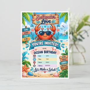 Invitation à une fête d'anniversaire océanique