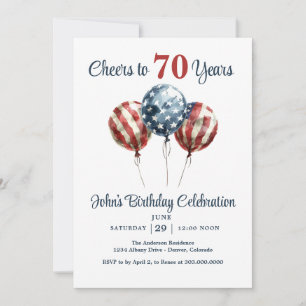 Invitation à une fête d'anniversaire pour 70 ans C