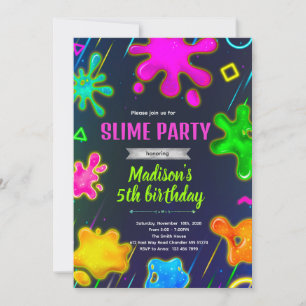 Invitation à une fête d'anniversaire slime