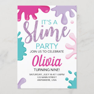 Invitation à une fête d'anniversaire Slime
