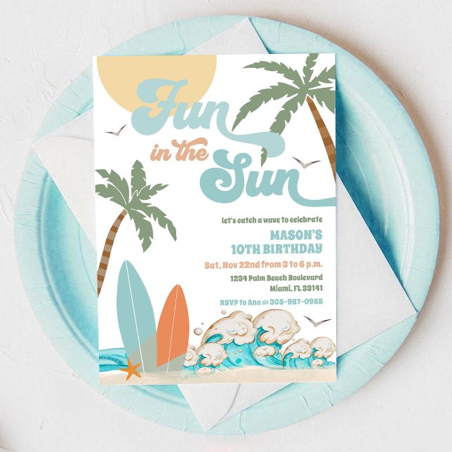 Invitation à une fête d'anniversaire sur la plage (Créateur téléchargé)