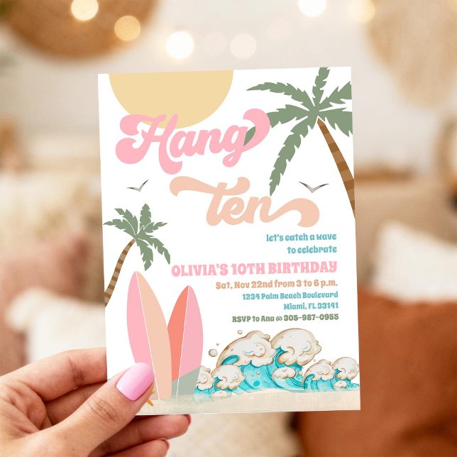 Invitation à une fête d'anniversaire Surf (Créateur téléchargé)