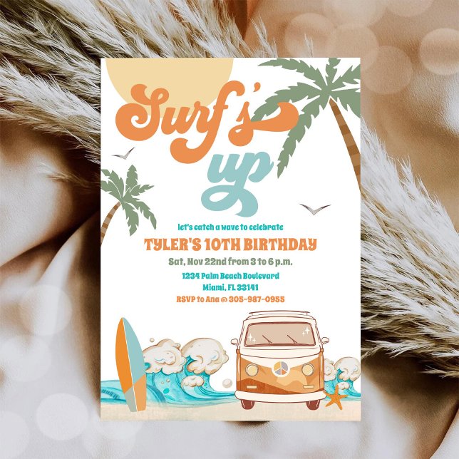 Invitation à une fête d'anniversaire Surf (Créateur téléchargé)