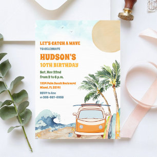Invitation à une fête d'anniversaire Surf sur la p