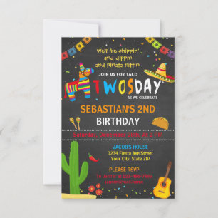 Invitation à une fête d'anniversaire Taco twosday