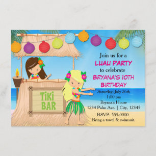 Invitation à une fête d'anniversaire tiki plage av