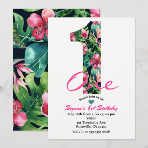 Invitation à une fête d'anniversaire Tropical 1 Un